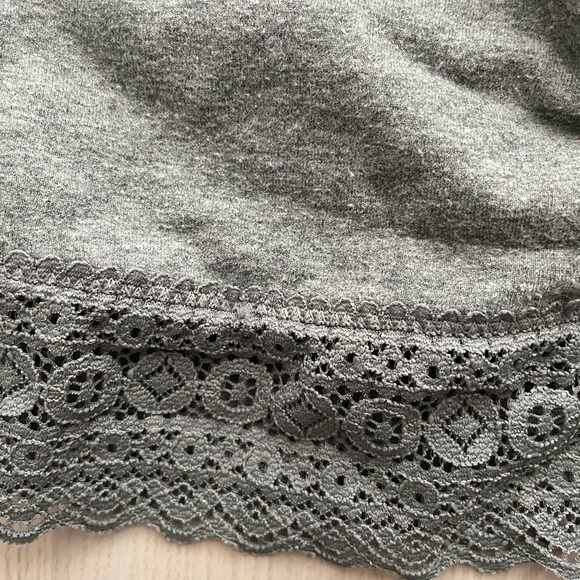 Aerie Grey Terry Lace Trimmed Cotton Blend Bralette - Picture 2 of 6